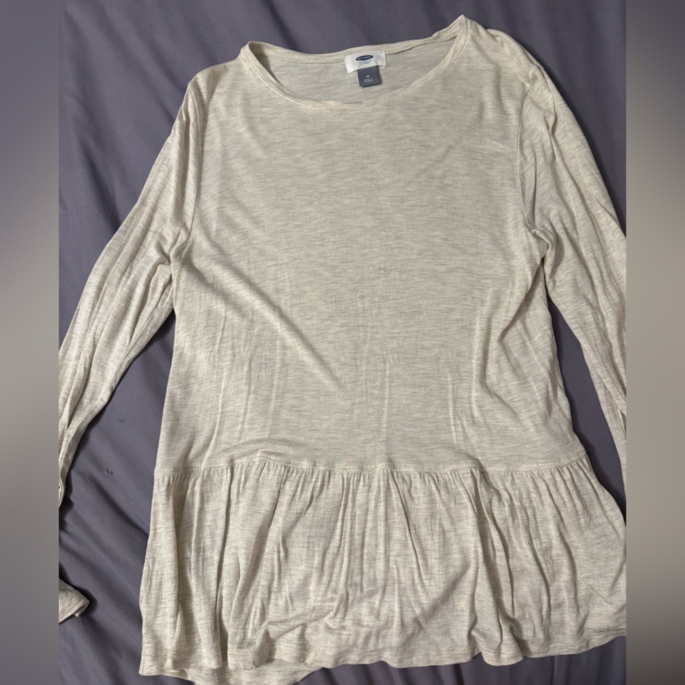 Old Navy Off-White Long Sleeve Peplum Top
